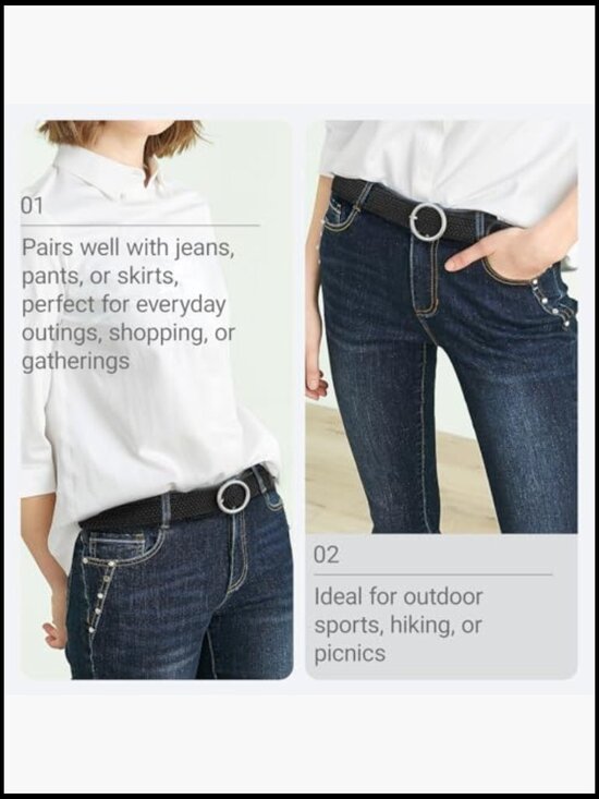 Elastic Stretch Canvas Belt with Circle Buckle, No-Hole Design main image 6
